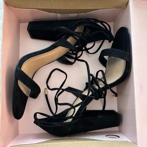 Charlotte Russe Black Strappy Heels